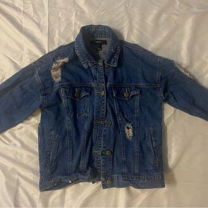 Blue Ripped Jean Jacket - Like New